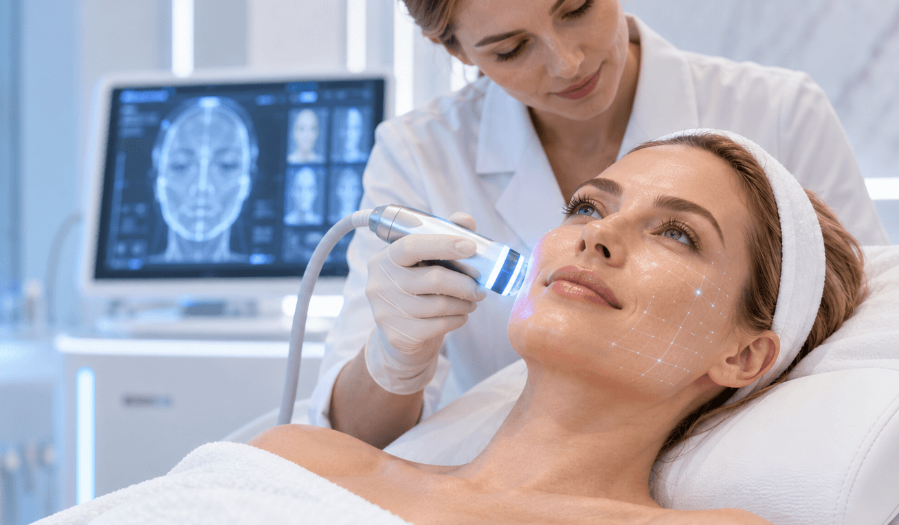 Dermatologist providing advanced skin treatment to a patient
